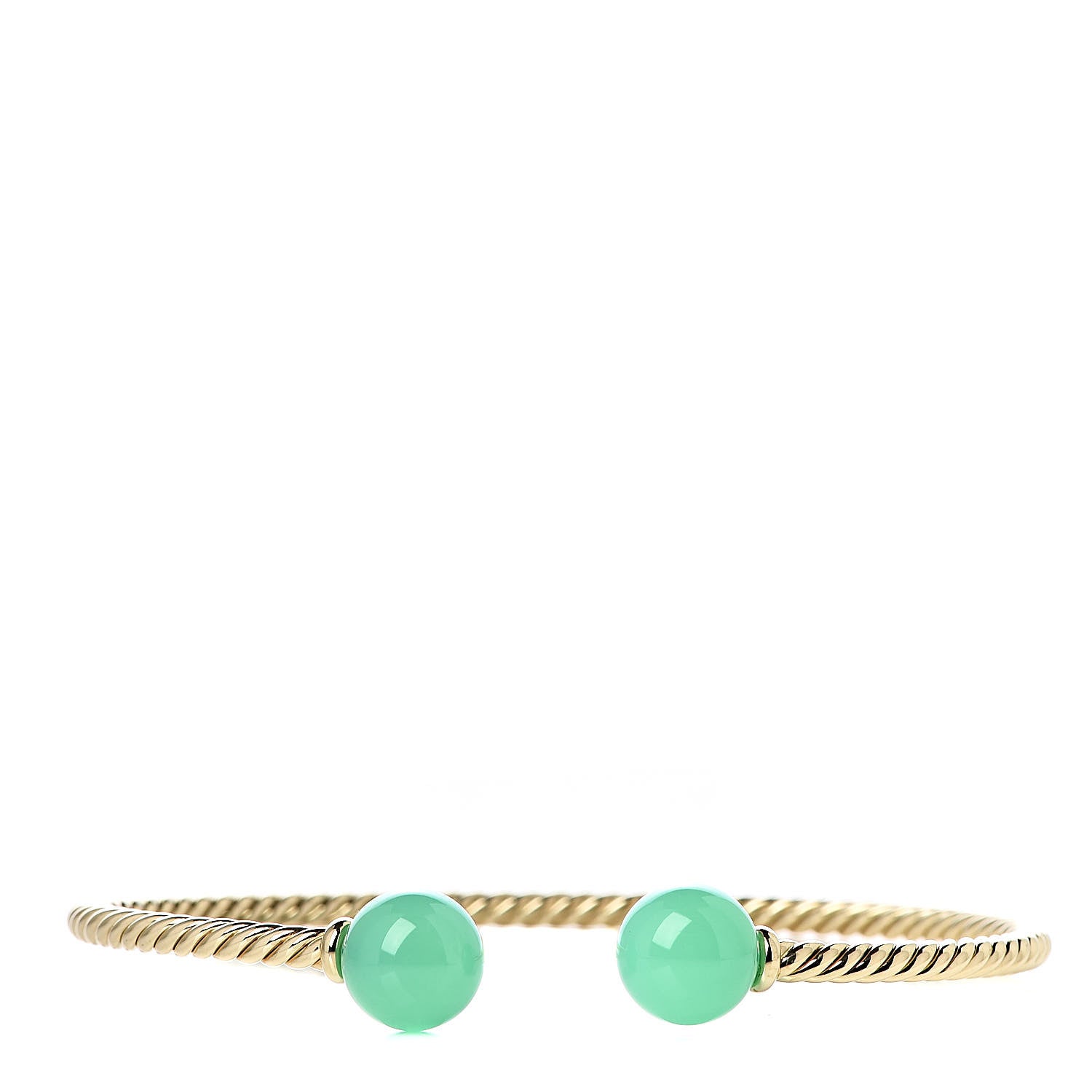 David Yurman 18K Yellow Gold Chrysoprase 8.5mm Solari Bead Bracelet 1 of 5