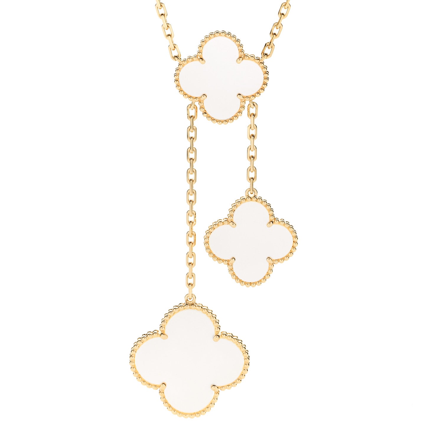 Van Cleef & Arpels 18K Yellow Gold Mother of Pearl 6 Motifs Magic Alhambra Necklace 4 of 6