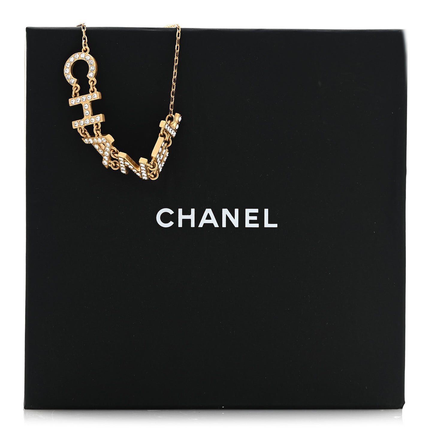 Metal Crystal 90's Icon Logo Necklace Gold