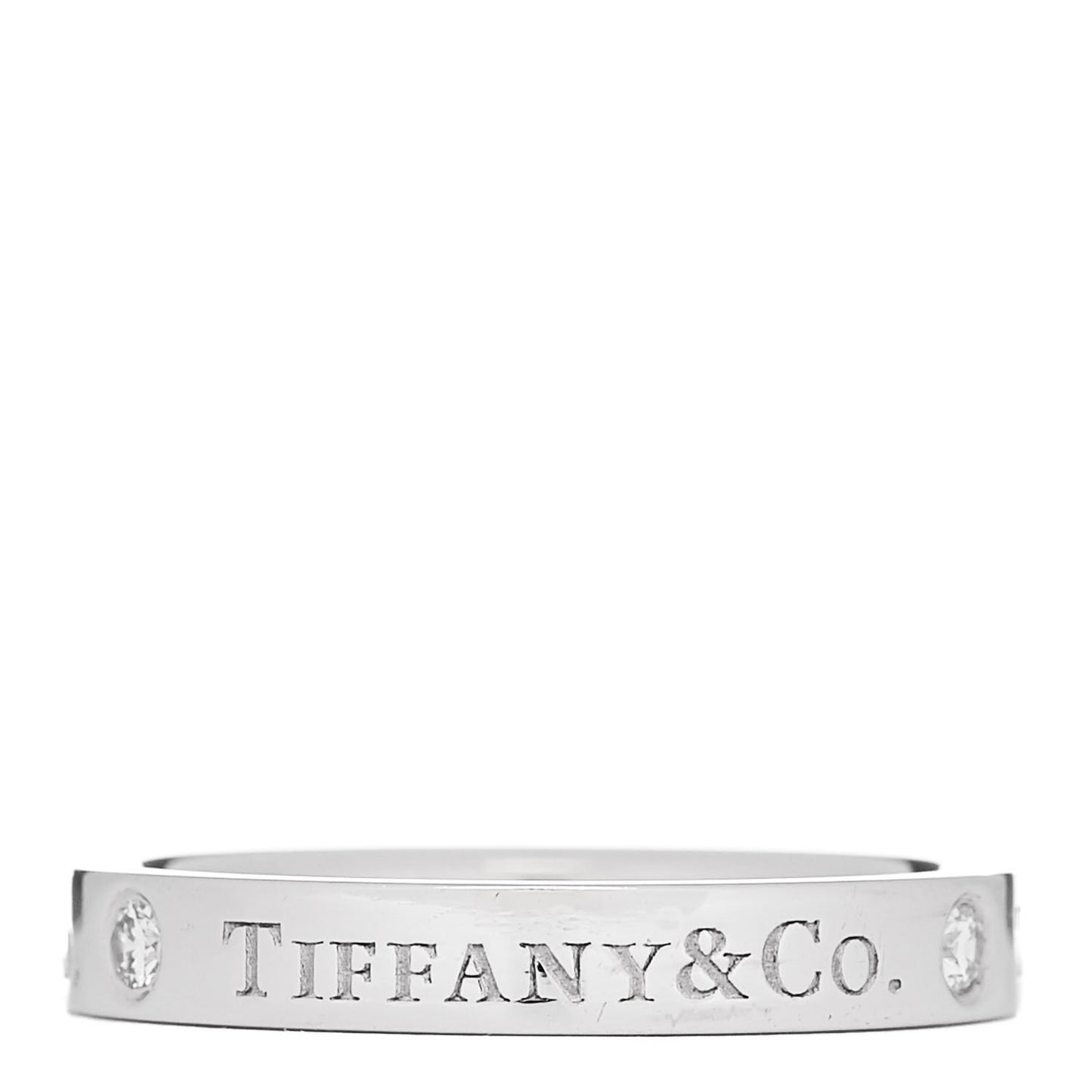 Platinum Diamond Logo Band Ring 51 5.75