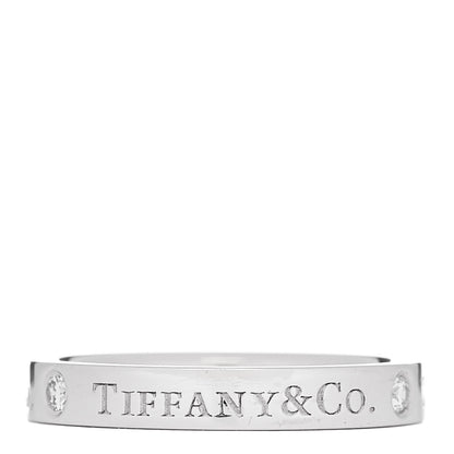 Tiffany Platinum Diamond Logo Band Ring 51 5.75 3 of 4