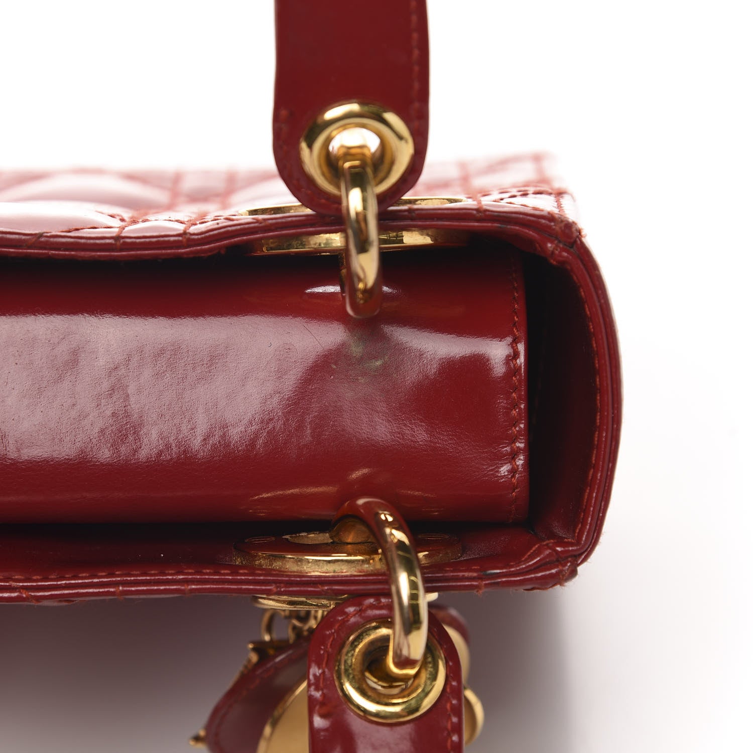 Christian Dior Patent Cannage Mini Lady Dior Red 12 of 17