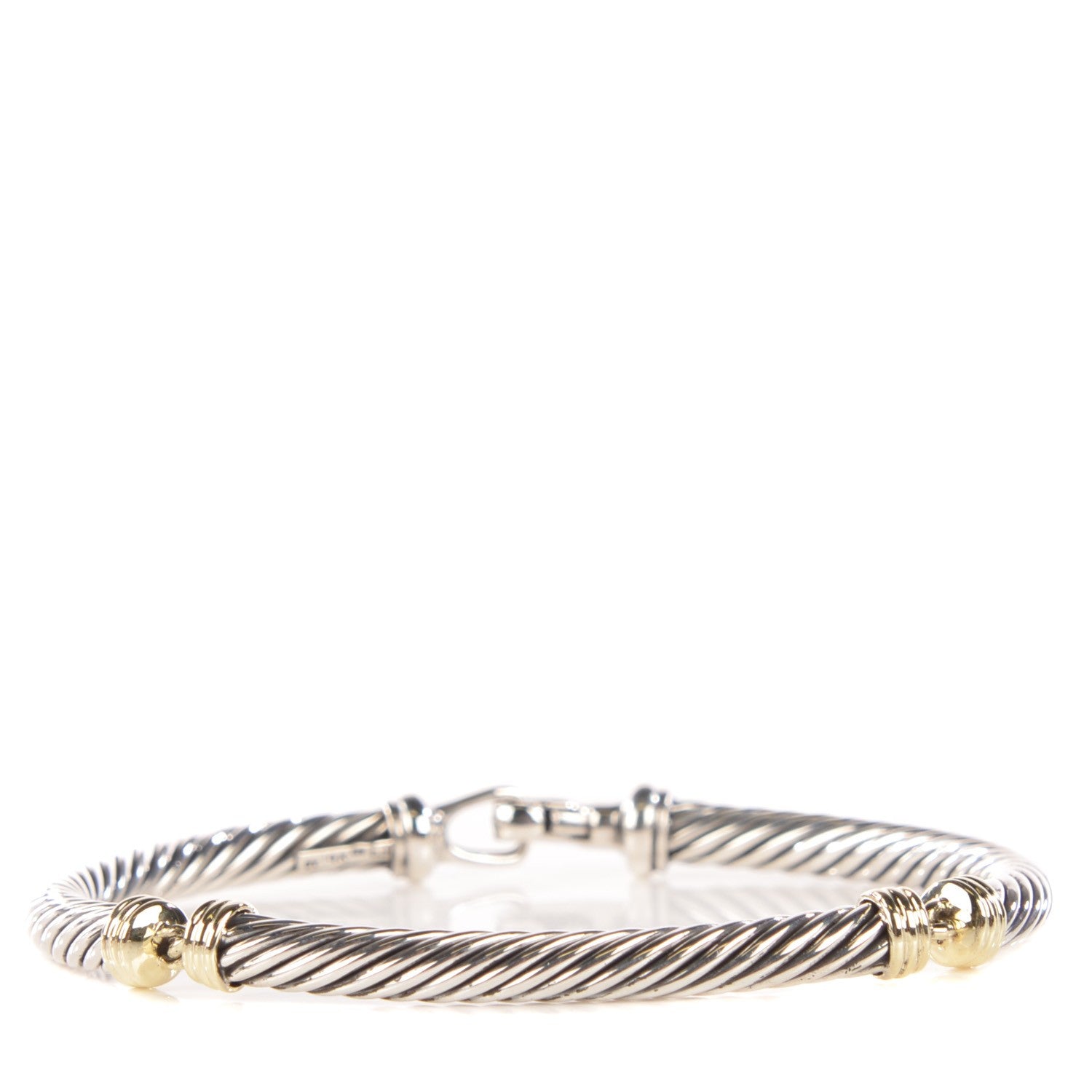 David Yurman Sterling Silver 14k Gold Metro Cable Classics 5mm Bracelet 1 of 6