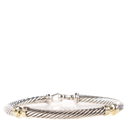 David Yurman Sterling Silver 14k Gold Metro Cable Classics 5mm Bracelet 1 of 6