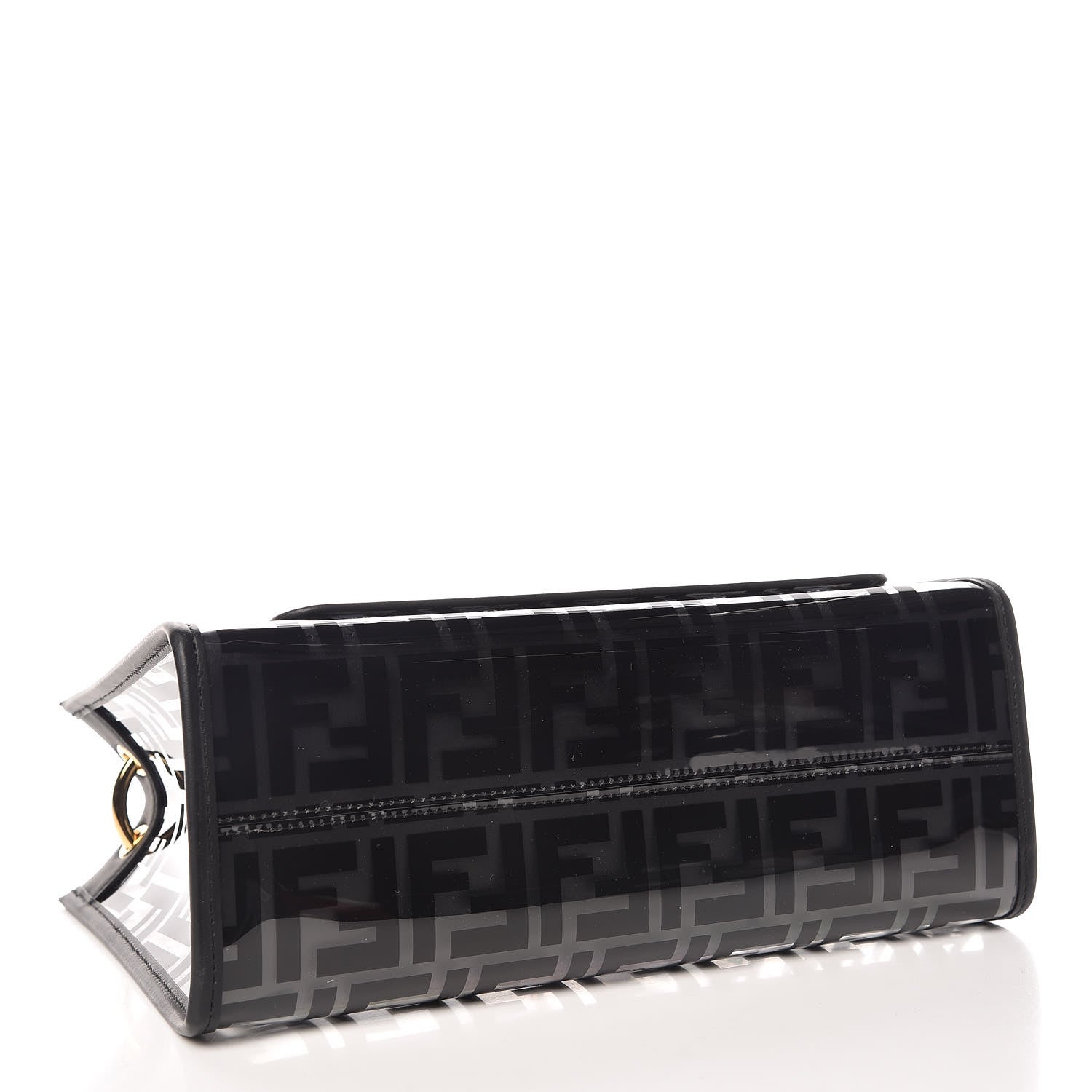 Fendi TPU FF Vitello Century Plexiglass Small Runaway Shopper Tote Black 4 of 9