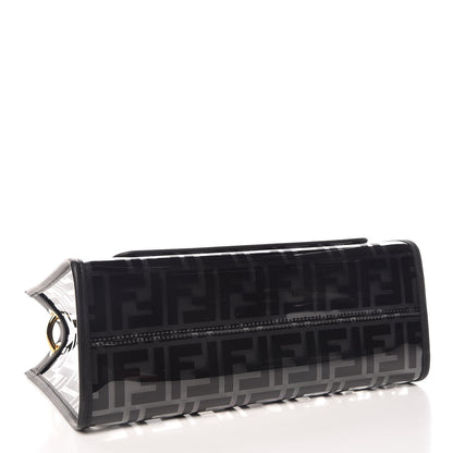 Fendi TPU FF Vitello Century Plexiglass Small Runaway Shopper Tote Black 4 of 9