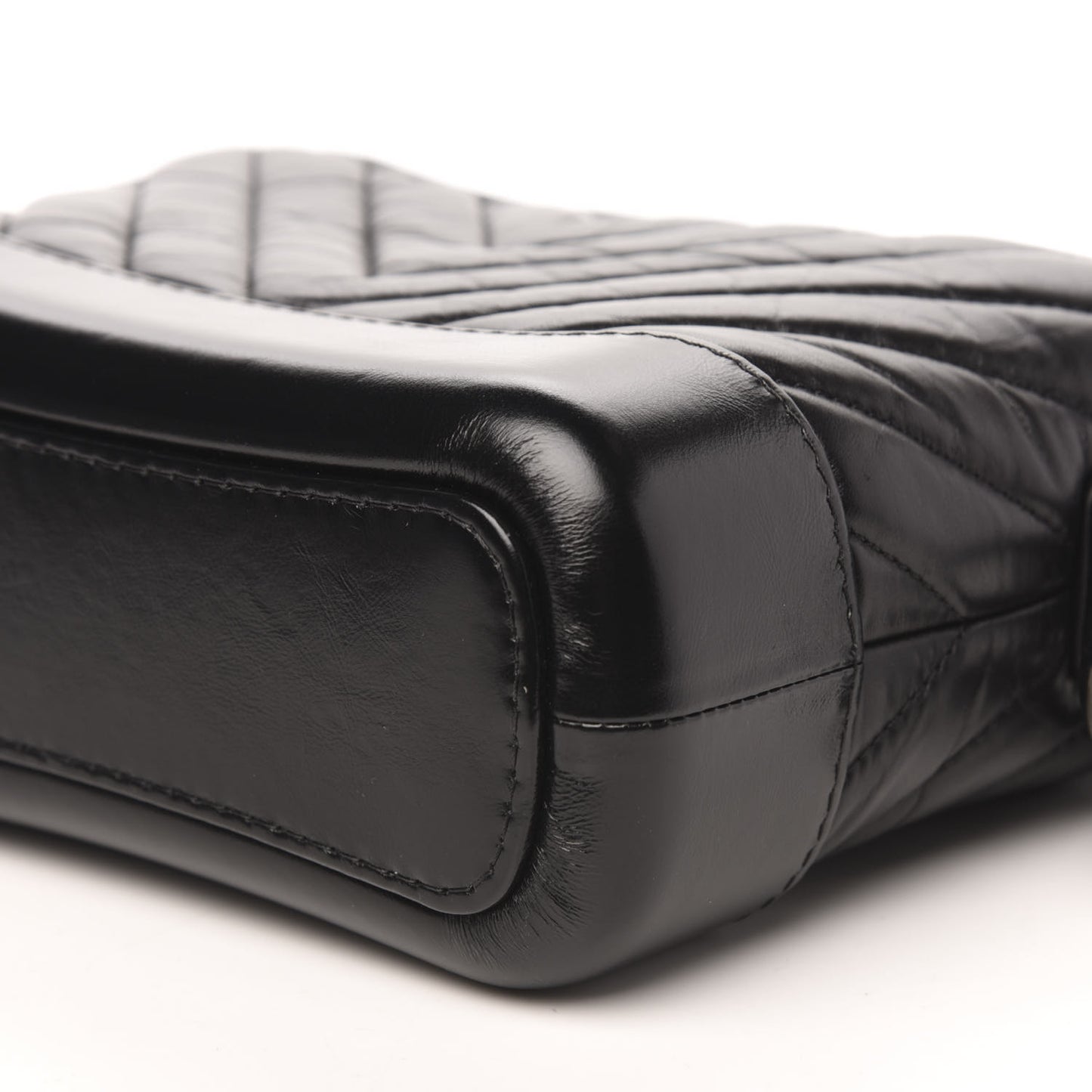 Aged Calfskin Chevron Quilted Small Gabrielle Hobo So Black