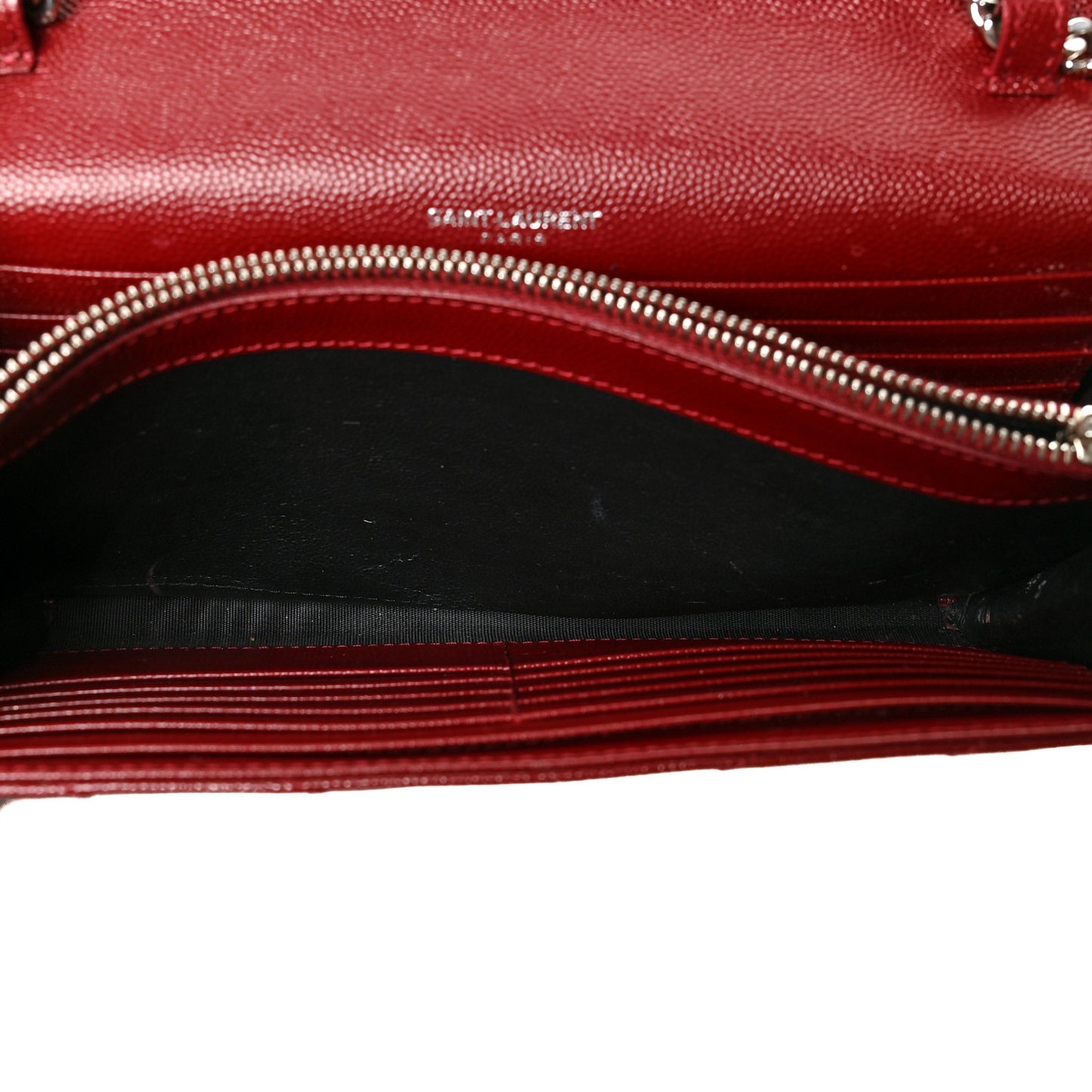 Grain De Poudre Matelasse Chevron Monogram Chain Wallet Palissandre