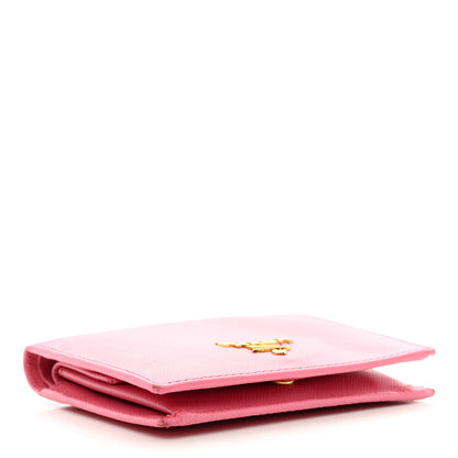 Prada Saffiano Metal Compact Snap Bi-Fold Wallet Petalo 4 of 9