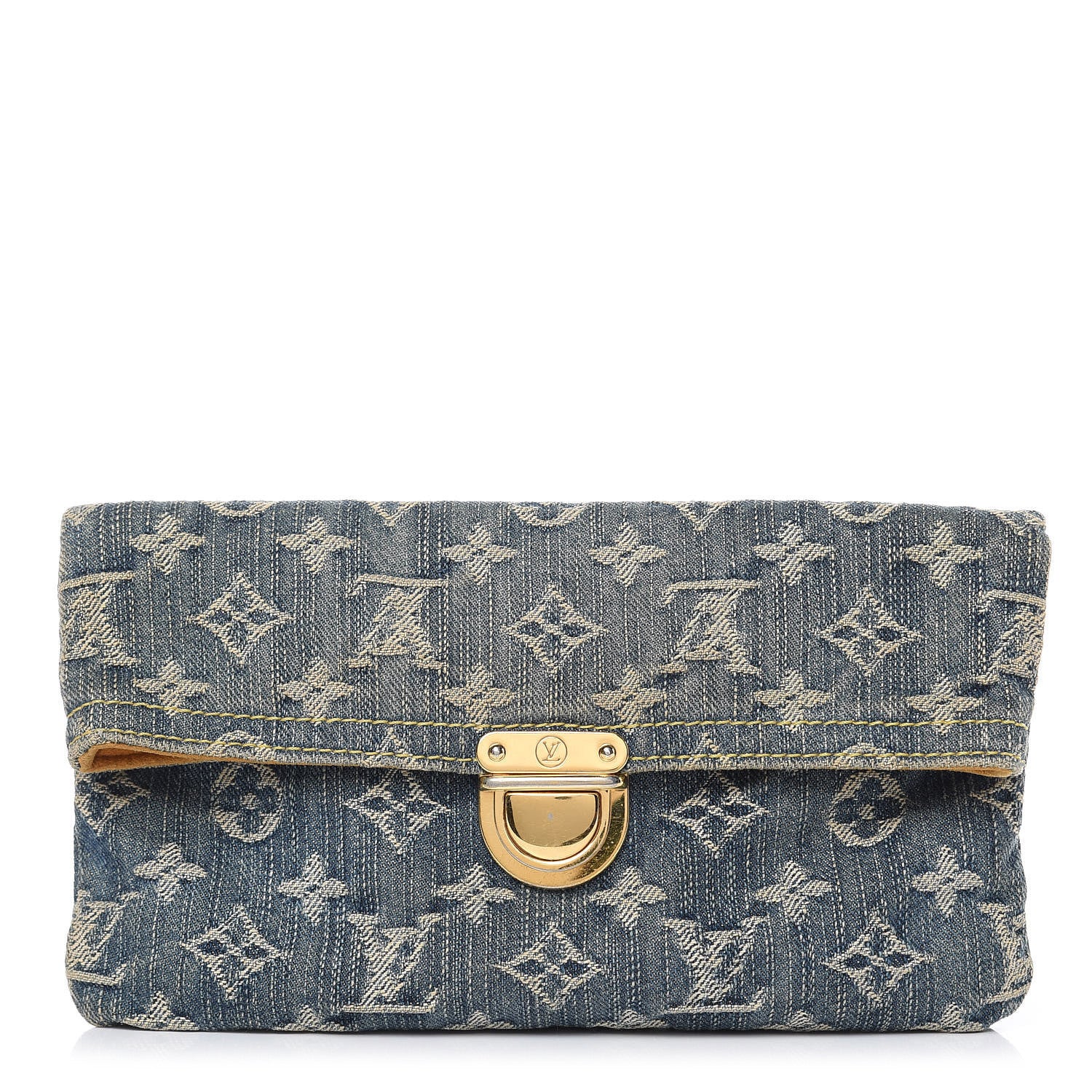 Louis Vuitton Monogram Denim Pochette Plat Clutch Blue 1 of 10