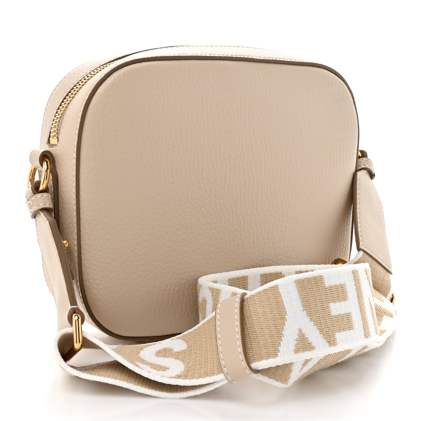 Grainy Alter Mat Studded Logo Small Camera Bag Cream