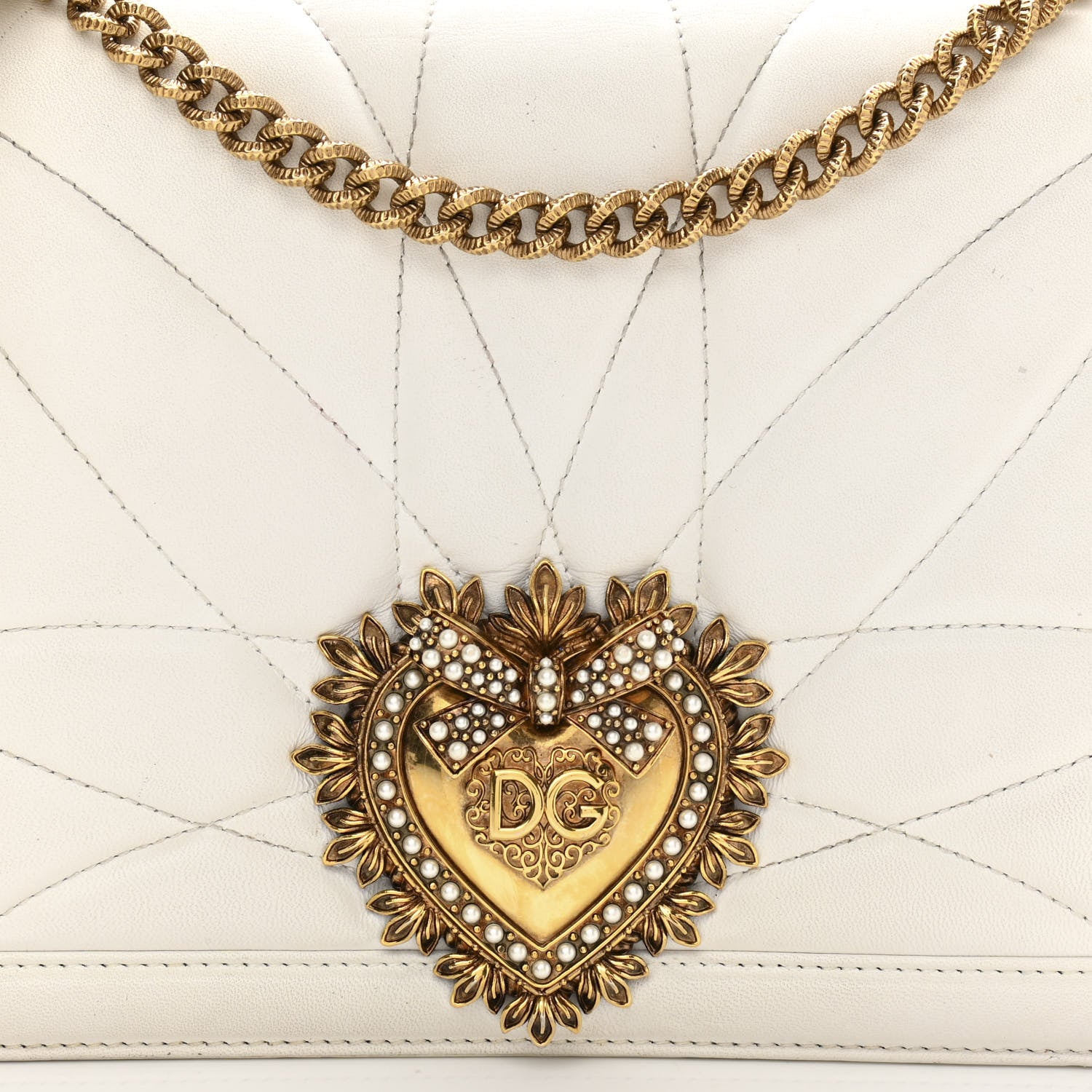 Dolce & Gabbana Calfskin Large Devotion Bag White 10 of 18