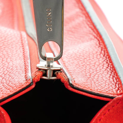 Celine Drummed Calfskin Suede Medium Trapeze Vermillion 7 of 8