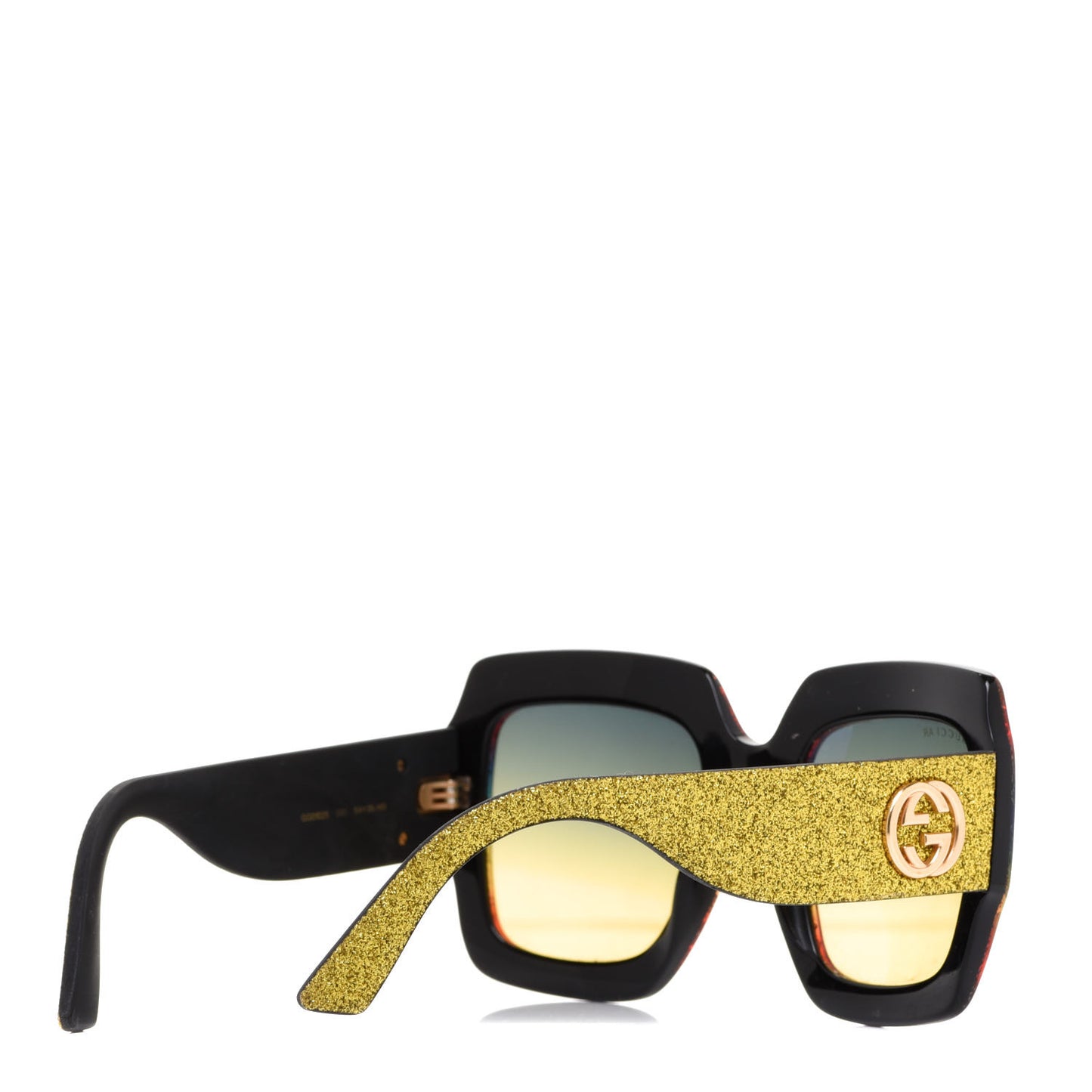 Square Frame GG0102S Sunglasses Glitter Gold Multi