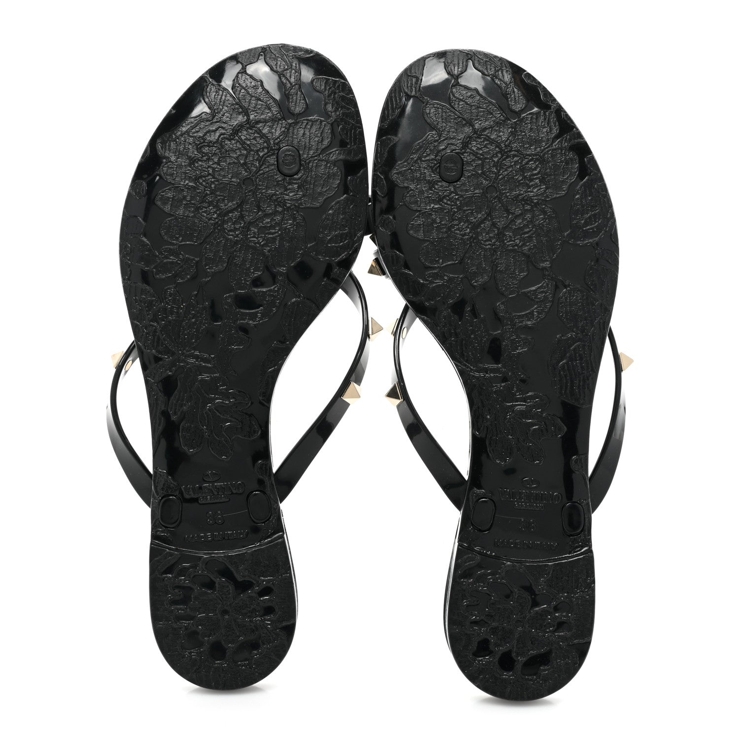 Valentino Garavani PVC Jelly Rockstud Bow Thong Sandals 38 Black 5 of 9