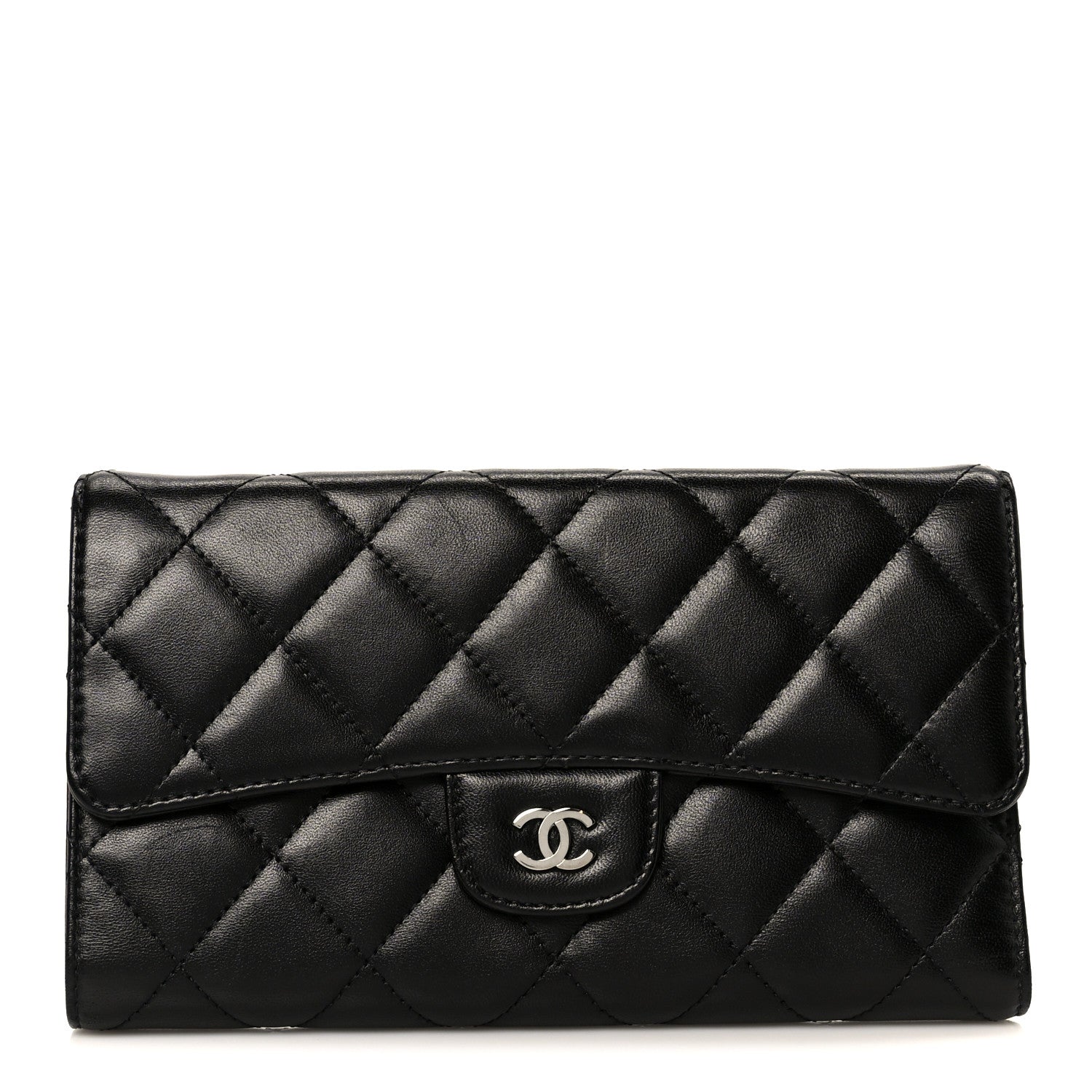 Chanel Lambskin Quilted Large Flap Wallet Black 1 of 10