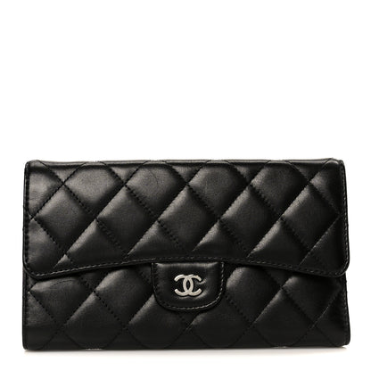 Chanel Lambskin Quilted Large Flap Wallet Black 1 of 10