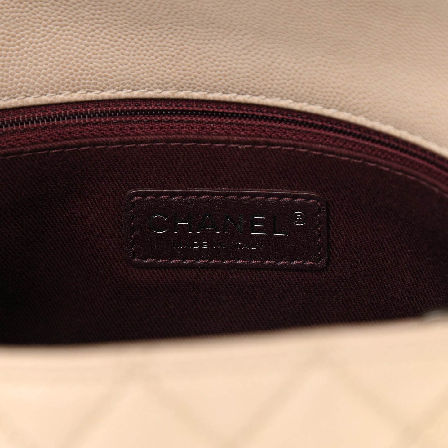 Caviar Quilted Small Coco Handle Flap Light Beige