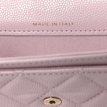 Chanel Caviar Quilted Flap Card Holder Wallet Light Pink 7 of 9