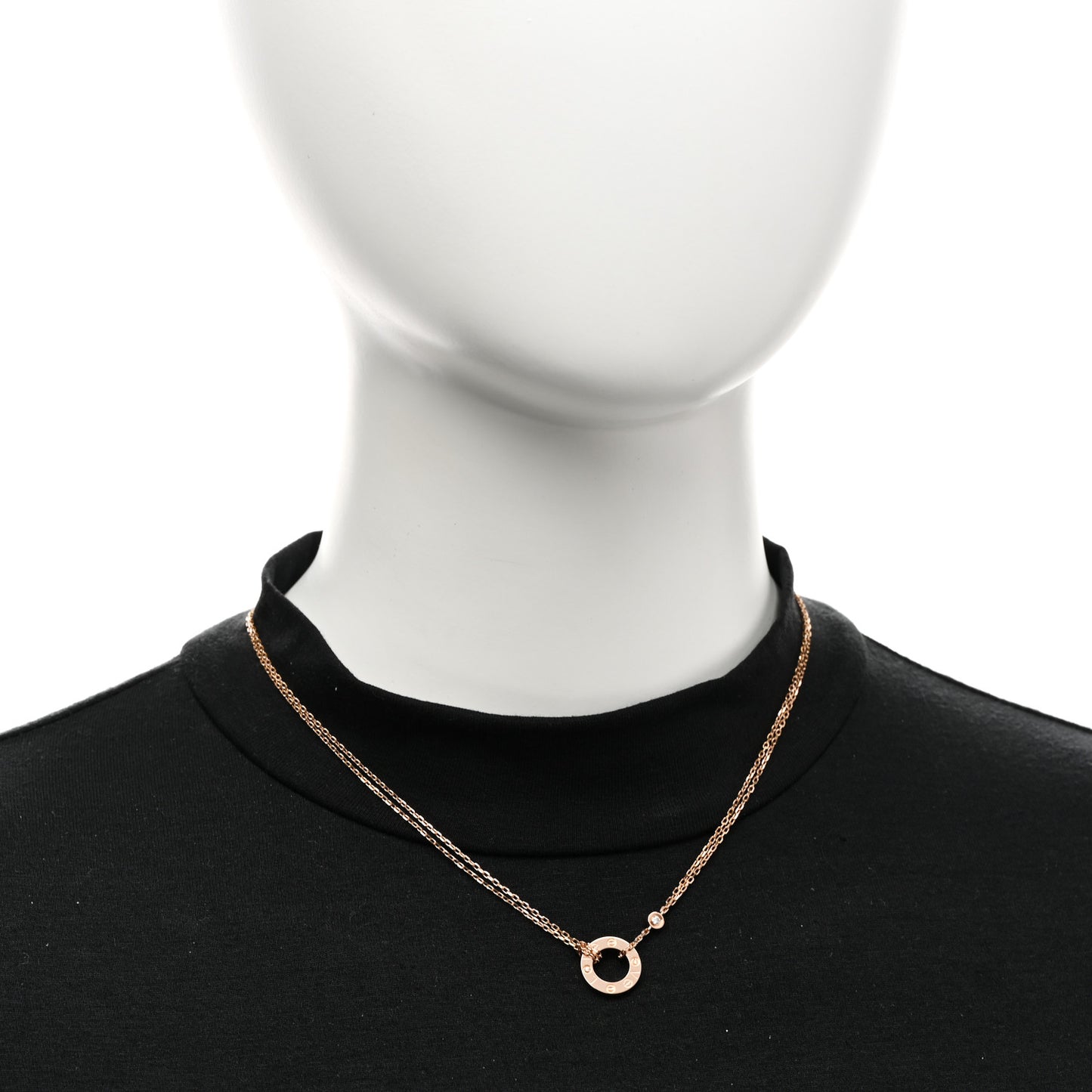 18K Pink Gold 2 Diamond LOVE Necklace