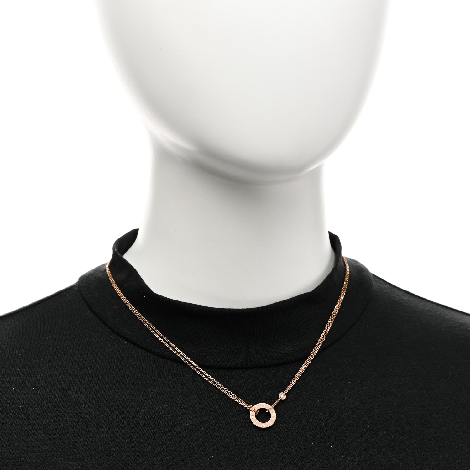 Cartier 18K Pink Gold 2 Diamond LOVE Necklace 2 of 4