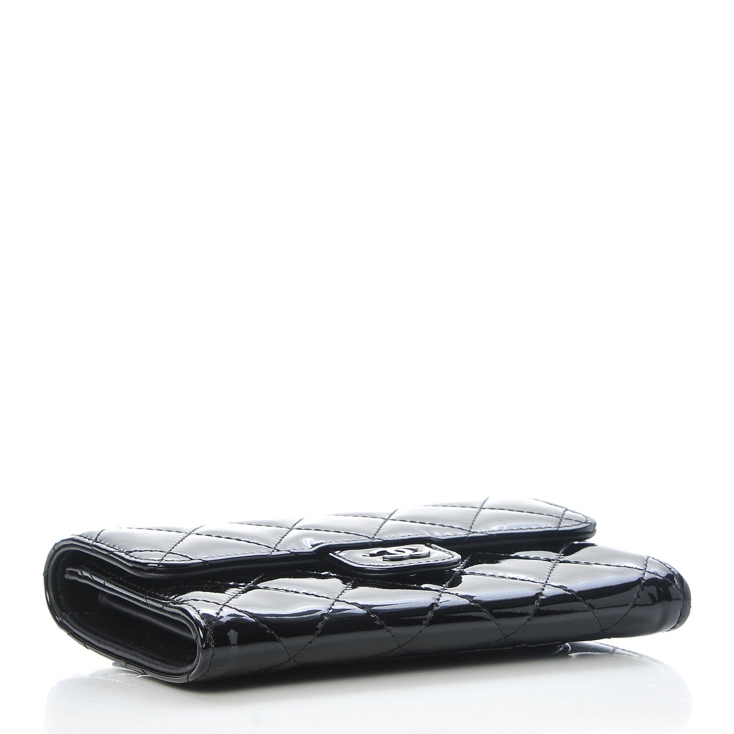 Chanel Patent Calfskin Quilted Small Flap Wallet Black 3 of 8