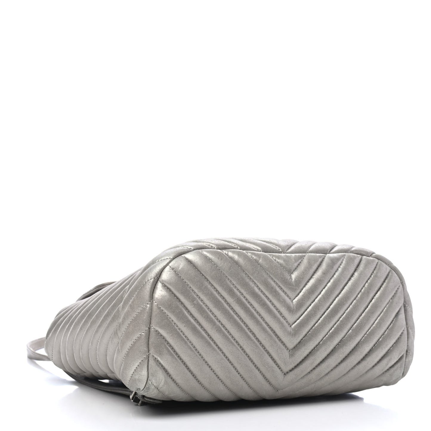 Iridescent Calfskin Chevron Quilted Small Urban Spirit Backpack Silver