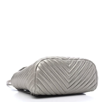 Chanel Iridescent Calfskin Chevron Quilted Small Urban Spirit Backpack Silver 3 of 5