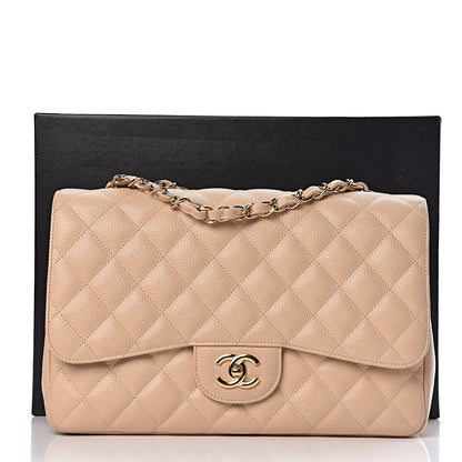 Chanel Caviar Quilted Jumbo Single Flap Beige Clair 12 of 12
