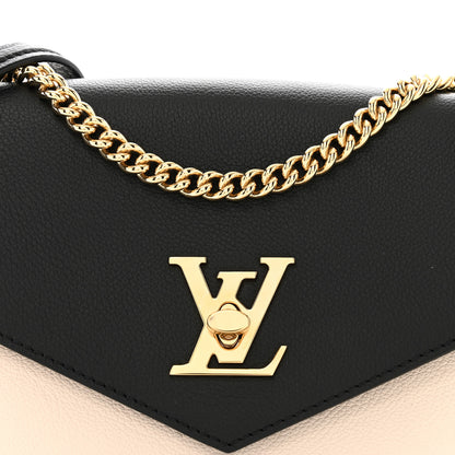 Louis Vuitton Soft Calfskin Mylockme Chain Bag BB Black Creme 7 of 10
