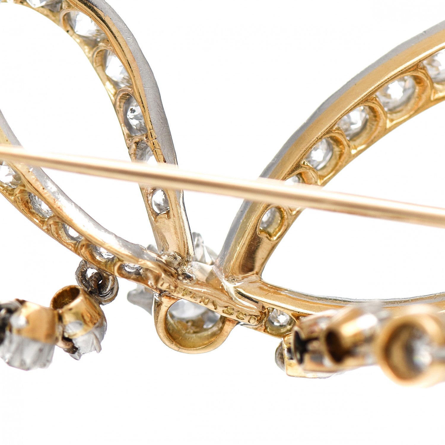 Tiffany 18K Yellow Gold Platinum Diamond Natural Saltwater Pearl Belle Epoque Bow Brooch 3 of 6