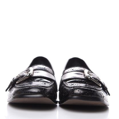 Louis Vuitton Glazed Calfskin Perforated Loafers 40 Black 2 of 10