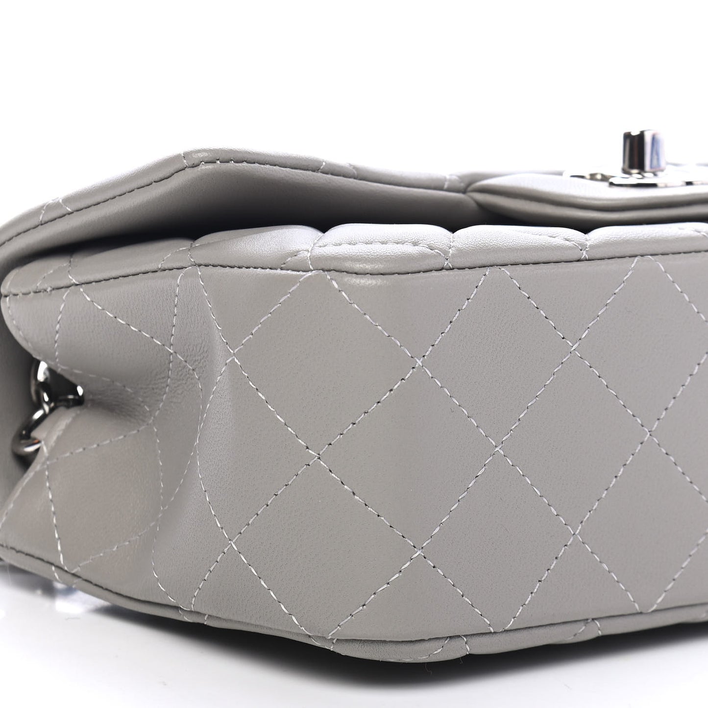 Lambskin Quilted Mini Rectangular Flap Grey