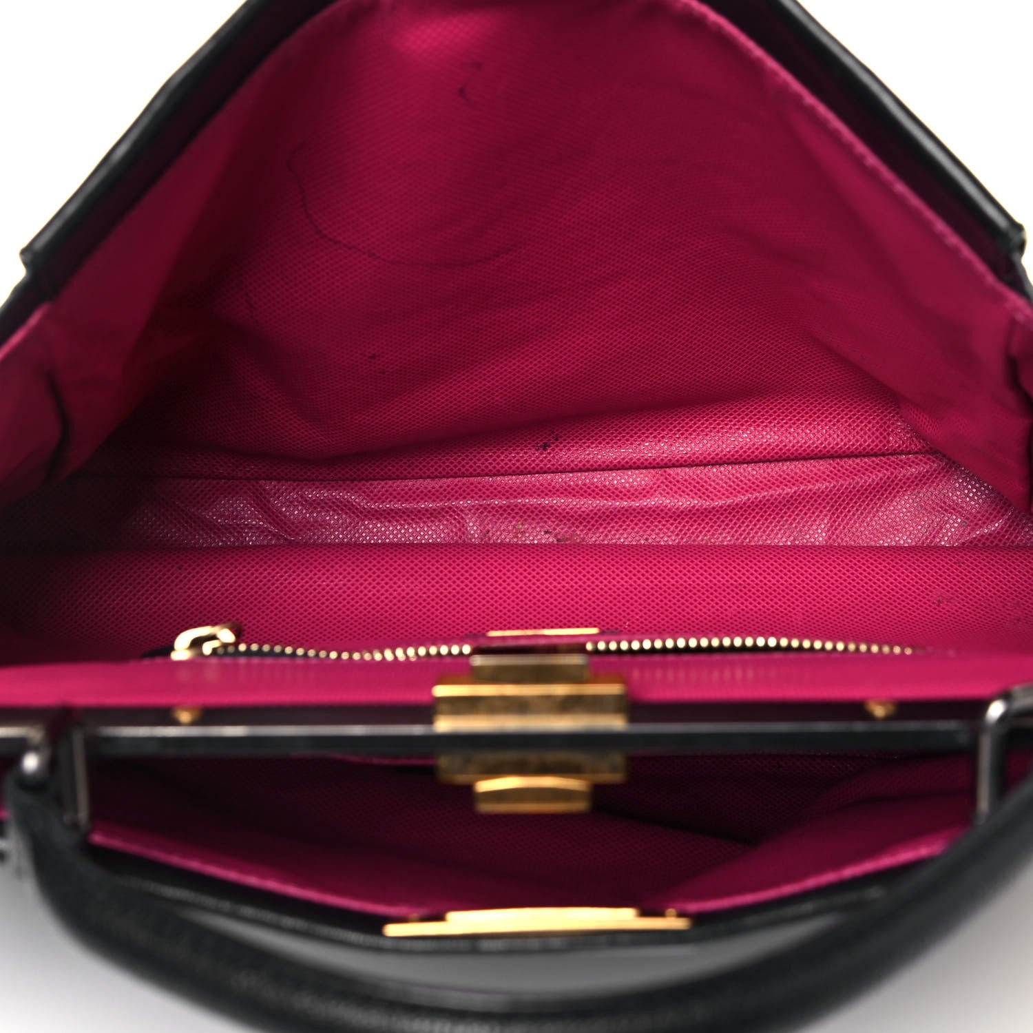 Fendi Goatskin Large Peekaboo Iconic Satchel Black Lampone 5 of 16