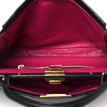 Fendi Goatskin Large Peekaboo Iconic Satchel Black Lampone 5 of 16