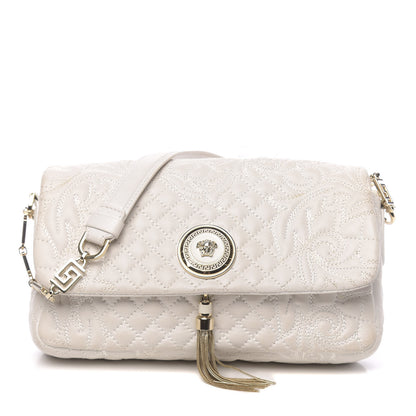 Versace Nappa Barocco Quilted Vanitas Medea Shoulder Bag White 1 of 11