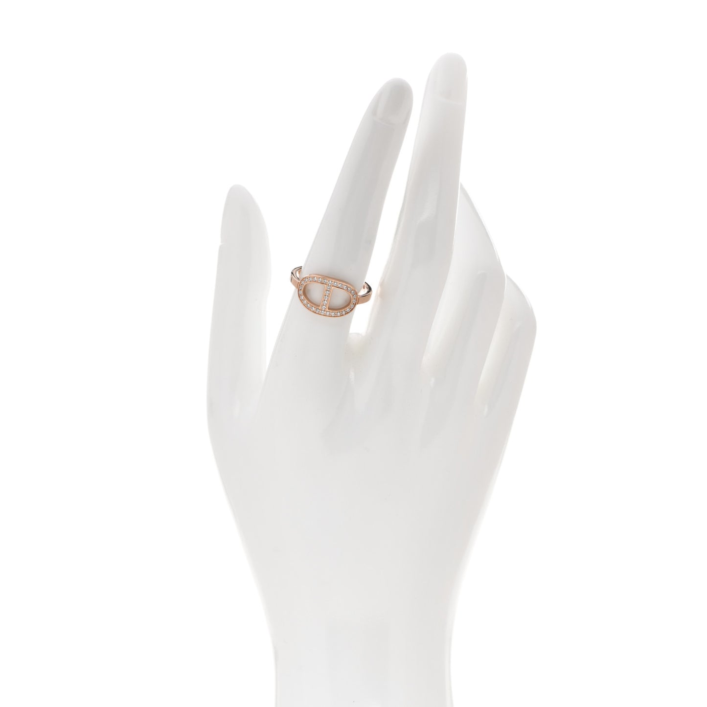 18K Rose Gold Diamond Chaine d'Ancre Contour Ring 56 7.75