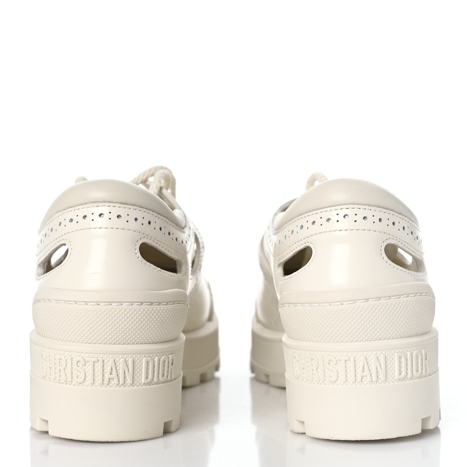 Christian Dior Brushed Calfskin Rubber Perforated Dioriron Derby Flat Shoes 37.5 Off White 5 of 10