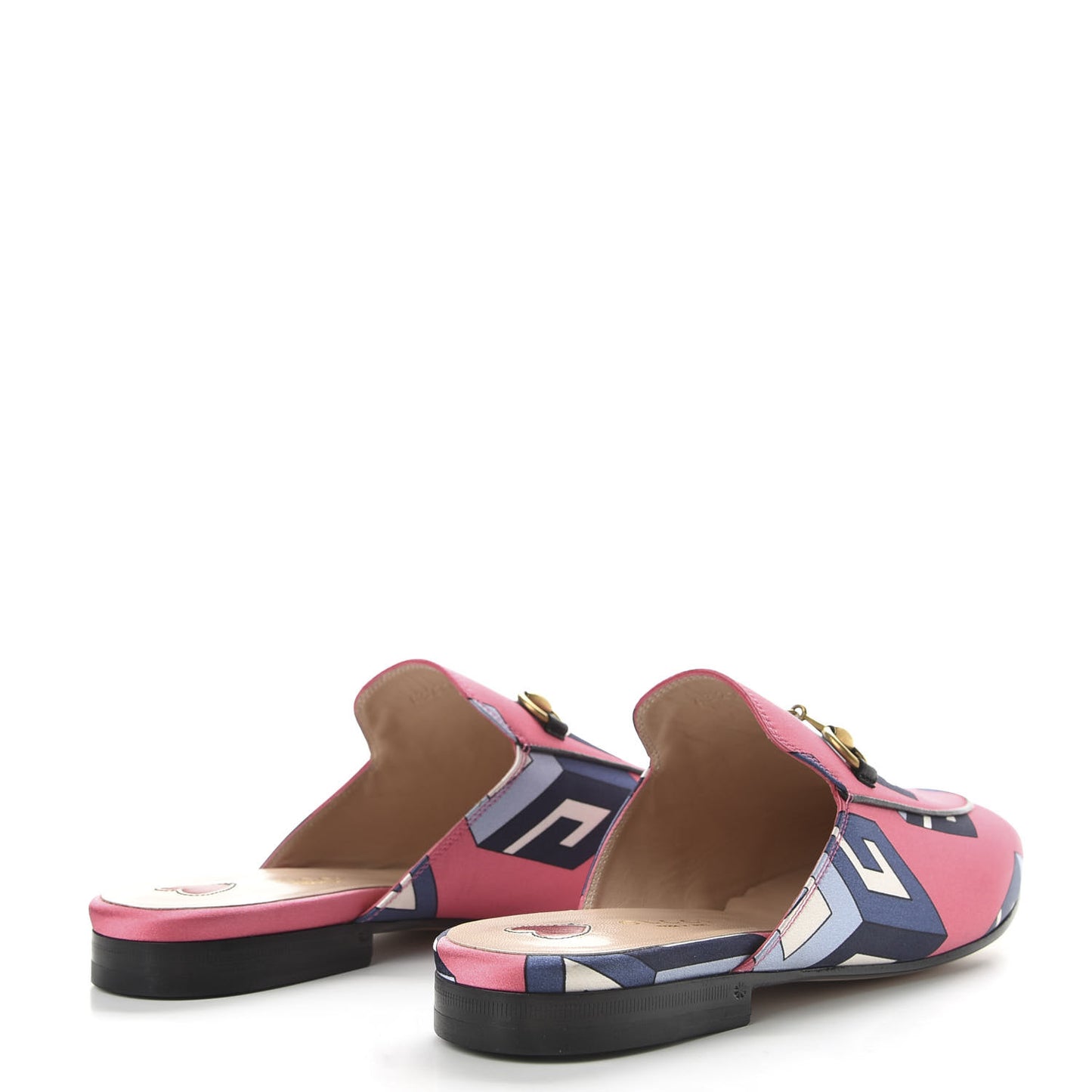 Satin GG Wallpaper Womens Princetown Slippers 36 Pink Flamboyant Blue Black