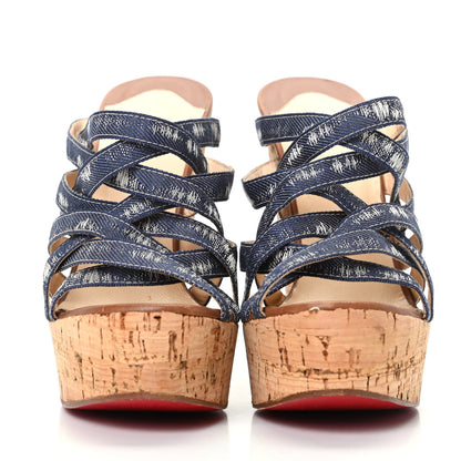 Christian Louboutin Ribbon Corniche 140 Sandals 38 Denim 2 of 10