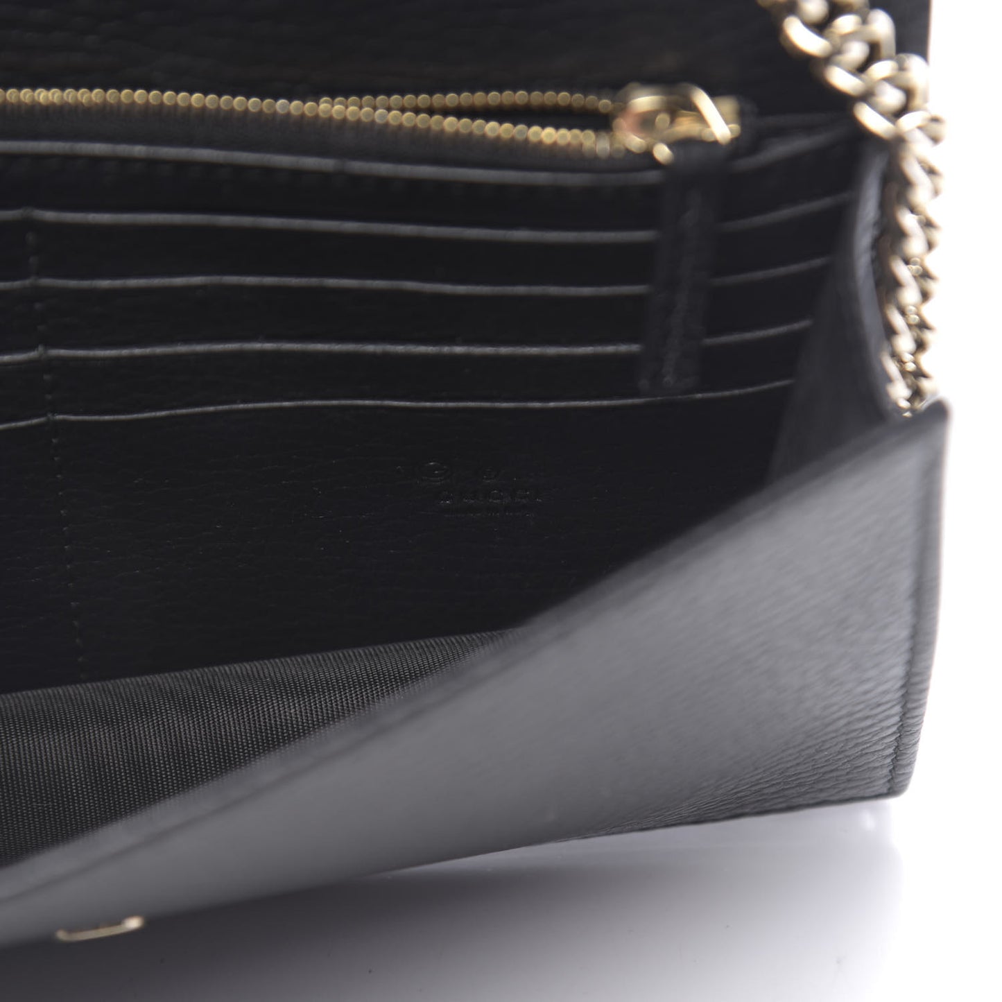 Dollar Calfskin Interlocking G Chain Wallet Black