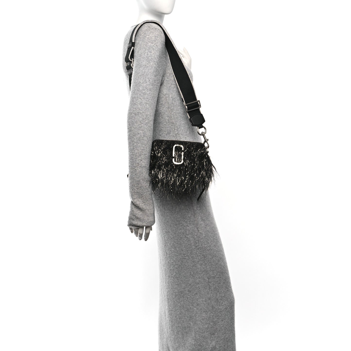 Faux Fur The Monster Snapshot Camera Bag Black Silver