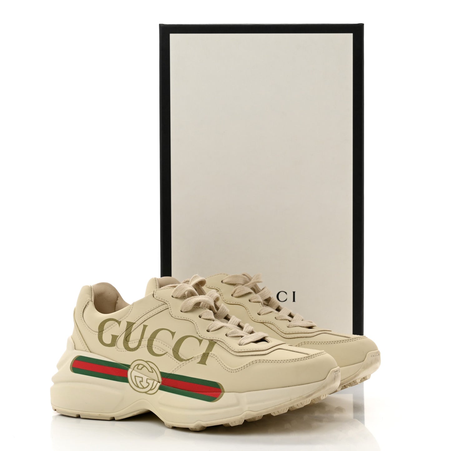 Calfskin Logo Womens Rhyton Sneakers 37 Ivory
