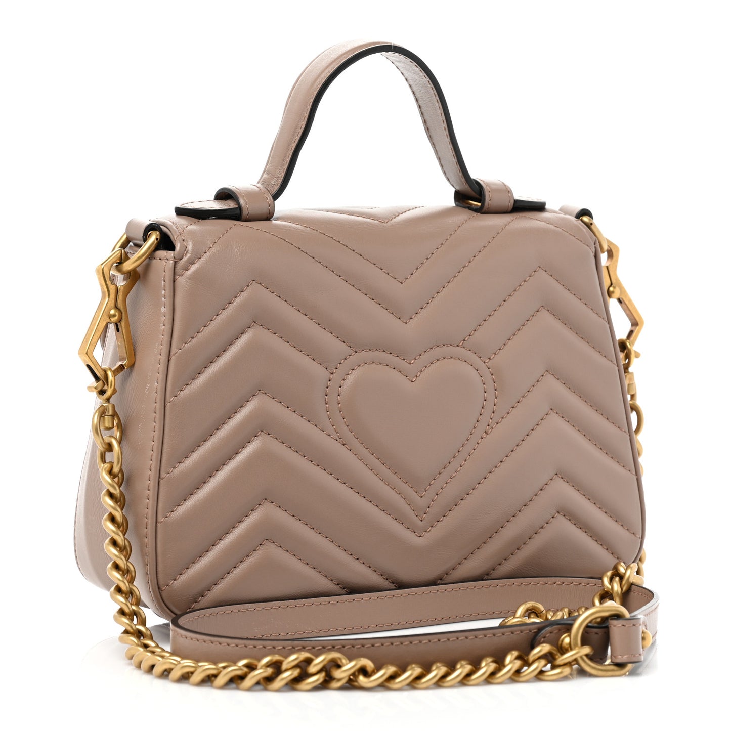 Calfskin Matelasse Mini GG Marmont Top Handle Shoulder Bag Porcelain Rose