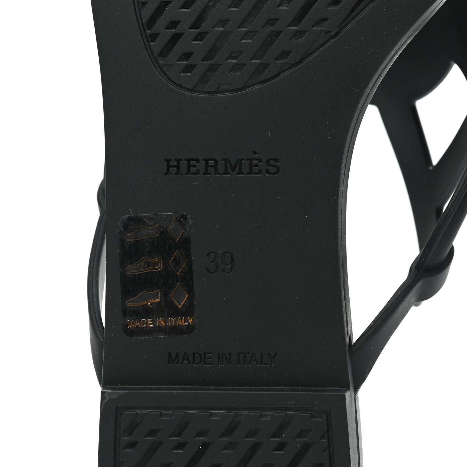 Hermes Rubber Womens Egerie Sandals 39 Black 6 of 9