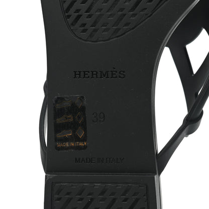 Hermes Rubber Womens Egerie Sandals 39 Black 6 of 9
