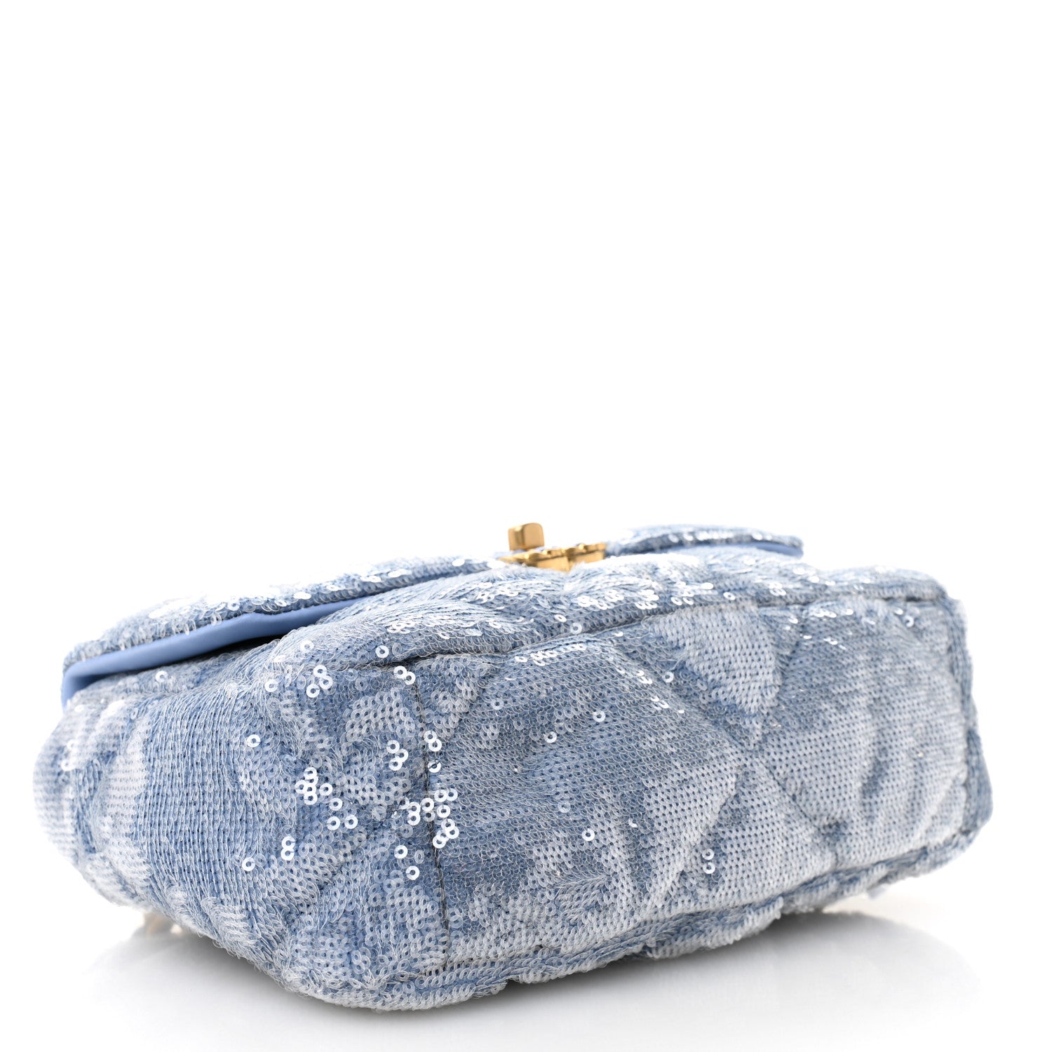 Chanel Sequin Quilted Medium Chanel 19 Flap Light Blue 4 of 10