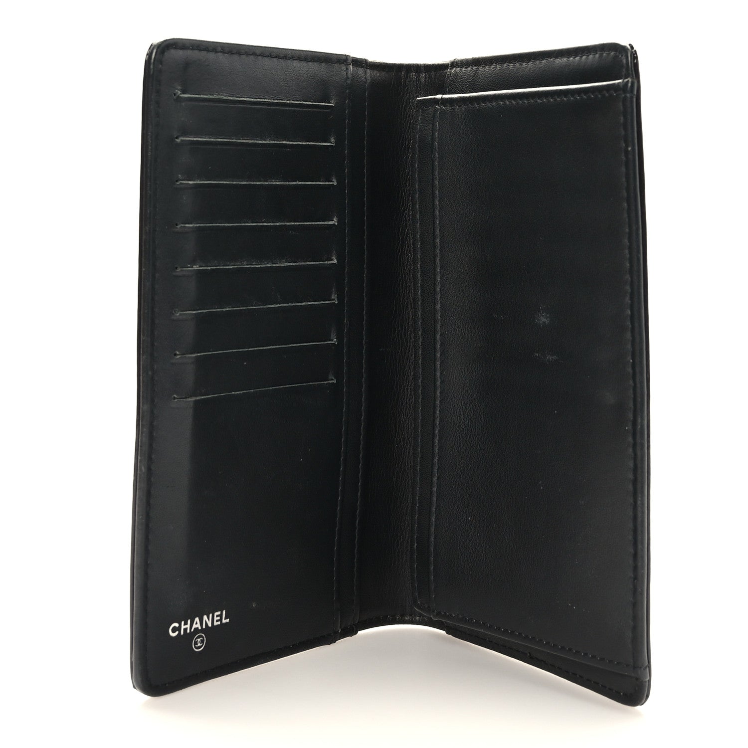 Chanel Patent Camellia Embossed Yen Wallet Black 5 of 10