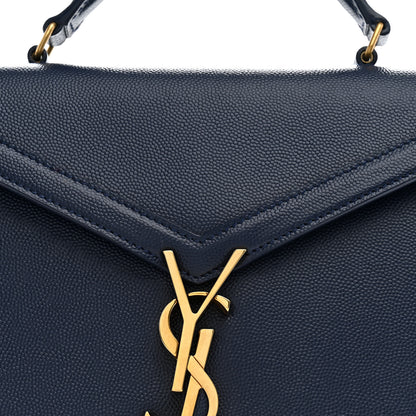 Saint Laurent Grain de Poudre Mini Classic Monogram Cassandra Top Handle Blue Charron 8 of 10