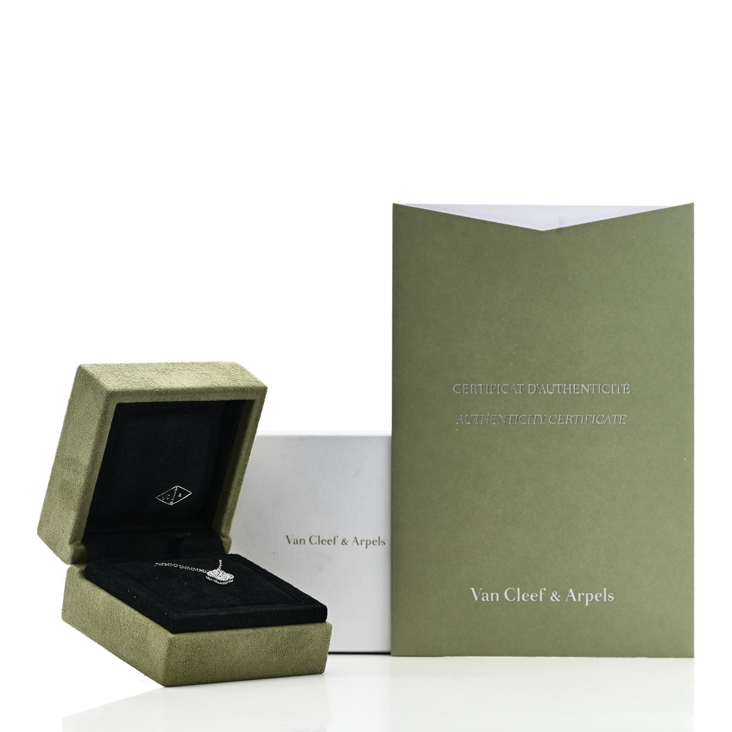 Van Cleef & Arpels 18K White Gold Diamond Sweet Alhambra Pendant Necklace 6 of 6